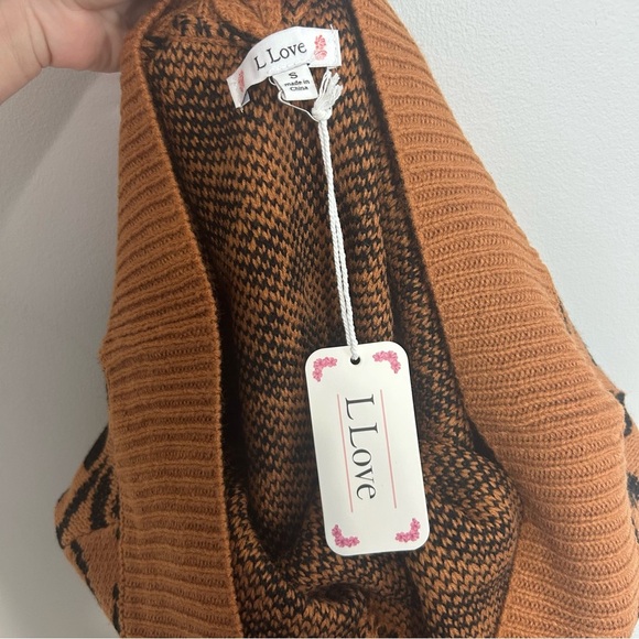 NWT L Love Brown Leopard Print Long SleeveMini Sweater Dress Women’s Size Small - Picture 4 of 6